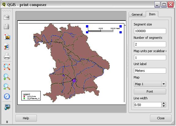 Layout view of SimBavaria in QGIS